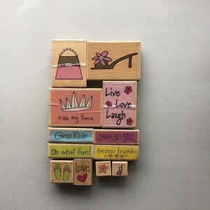 Katie & Co. Lot of 12 Girl-Themed Rubber Stamps/Crafty Destash