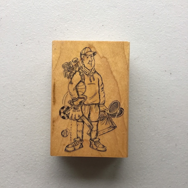 Art Impressions Sports Guy Wood Mounted Rubber Stamp/Father's Day/Crafty Destash