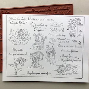 8 x 10 inch sheet of Unmounted Red Rubber Stamps &quot;Brianna&quot; by JeriEllen Holt/Encouragement/Female/Destash