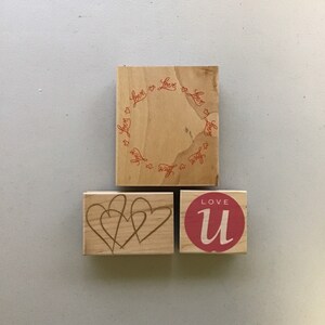 Set: 3 Vintage Hero Arts Love/Valentine's Holz montiertes Stempelgummi/Craft Destash