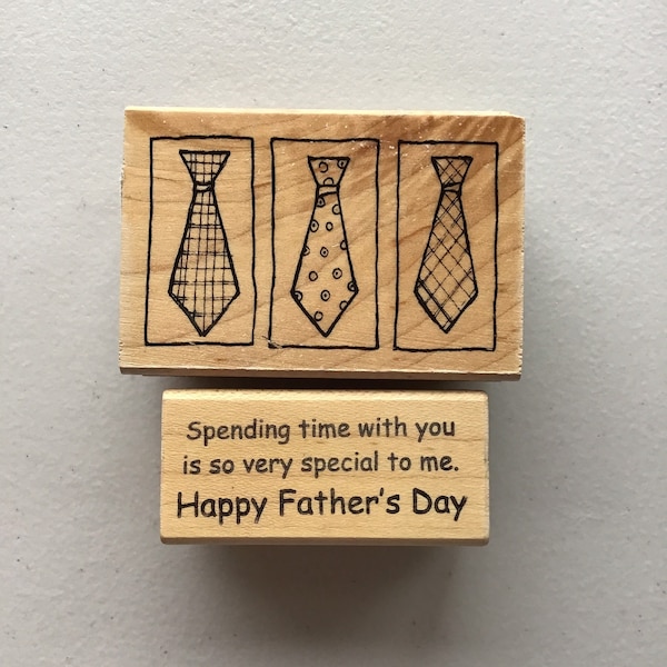 Lot of 2 Great Impressions Father's Day Wood Mounted Rubber Stamps/Pre-Owned