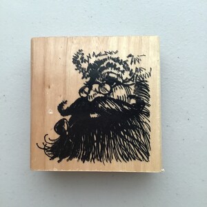 Bloco de madeira exclusivo de carimbo de borracha com rosto de Papai Noel de Anita/Natal/Destash artesanal