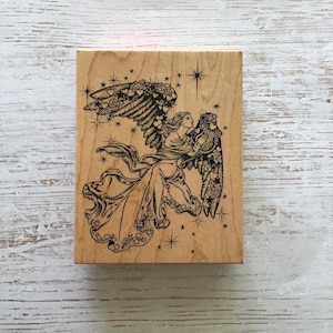 Vintage PSX Angel with Harp Wood Mounted Rubber Stamp/Pre-Owned
