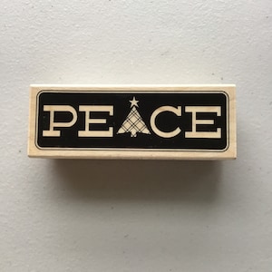 Hero Arts PEACE With Tree Sentiment Wood Mounted Rubber Stamp/Christmas/Holidays/Crafty Destash