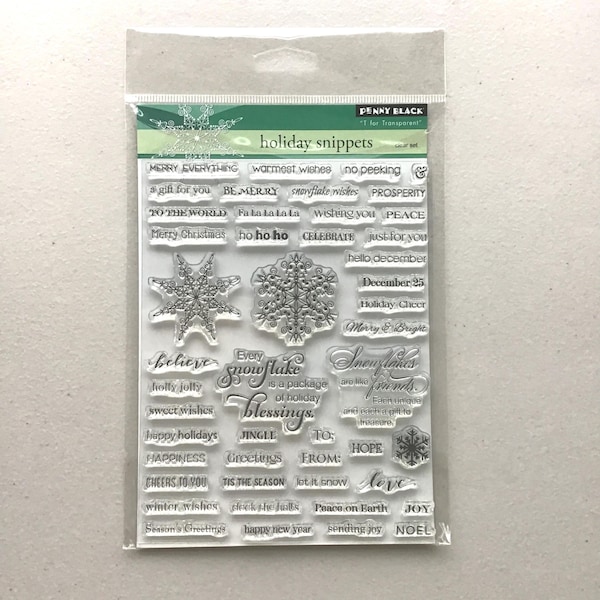 Never Used Penny Black "Holiday Snippets" Clear Stamp Set/Christmas/Winter/Craft Destash
