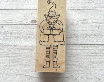 Hero Arts "Santa with Gift" Wood Rubber Stamp/Christmas/Pre-Owned