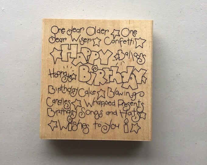 JRL Designs Jumbo happy Birthday Card Wood Mounted Rubber Stamp ...