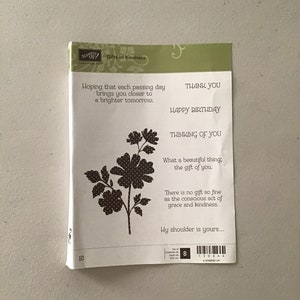 Retired/Never Used Stampin&#39; Up! Gifts of Kindness Set of 8 Cling Rubber Stamps/Floral Stamps/Crafty Destash