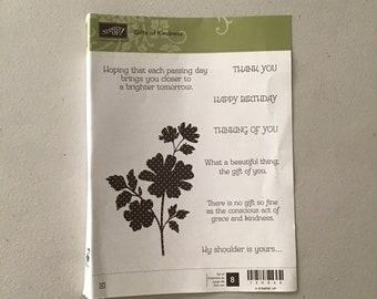 Retired/Never Used Stampin' Up! Gifts of Kindness Set of 8 Cling Rubber Stamps/Floral Stamps/Crafty Destash