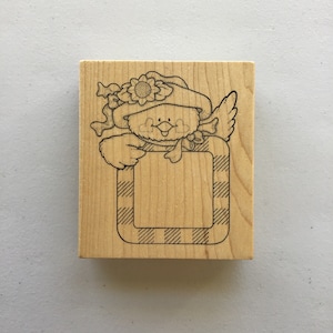 Carimbo de borracha montado em madeira Darcie's Spring Chick Frame/Usado