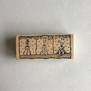 Magenta Animal Trio (kat, konijn, hond) hout gemonteerde rubberen stempel/Crafty Destash