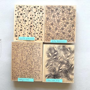 Selezione di timbri in gomma vintage Stampin' Up con sfondo floreale/in pizzo di grandi dimensioni/usati