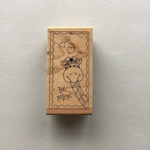 Vintage Große Impressionen Be Mine Giraffe Holz Stempel/Valentinstag/Liebe/Pre-Owned