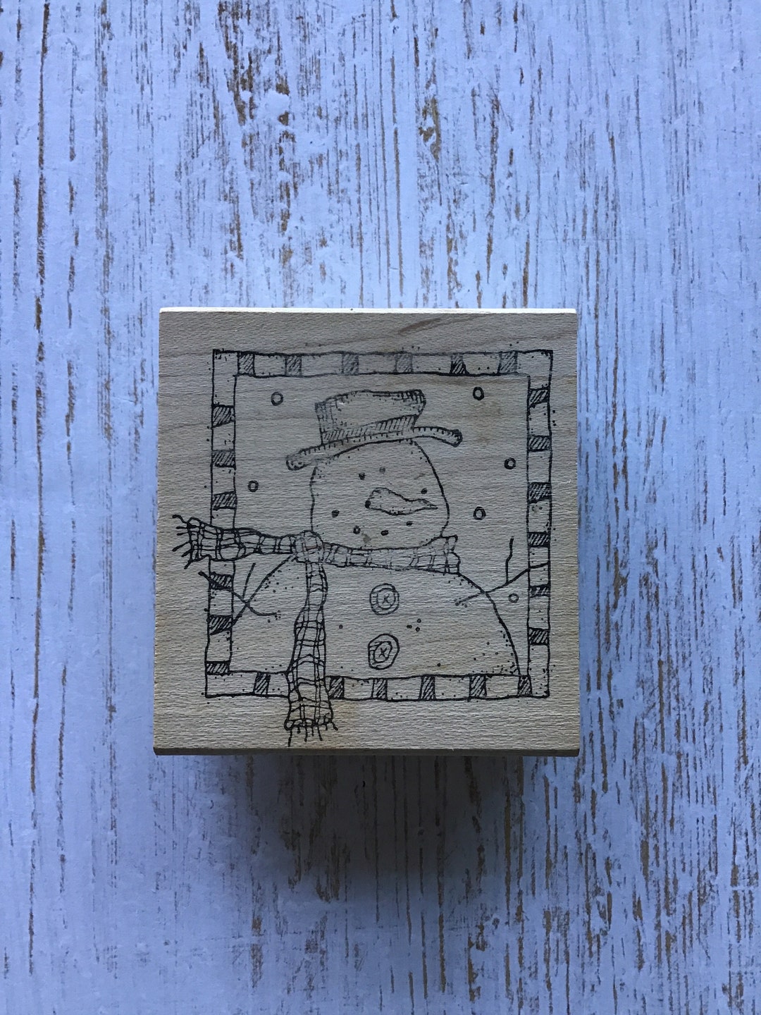 Vintage Inky Antics Buttermilk Basin Snowman Frame Wood Etsy