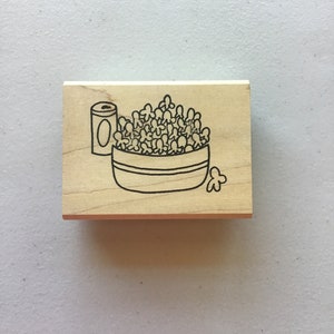 Vintage Simply Stamped Popcorn and Soda Wood Mounted Rubber Stamp/Pre-Owned