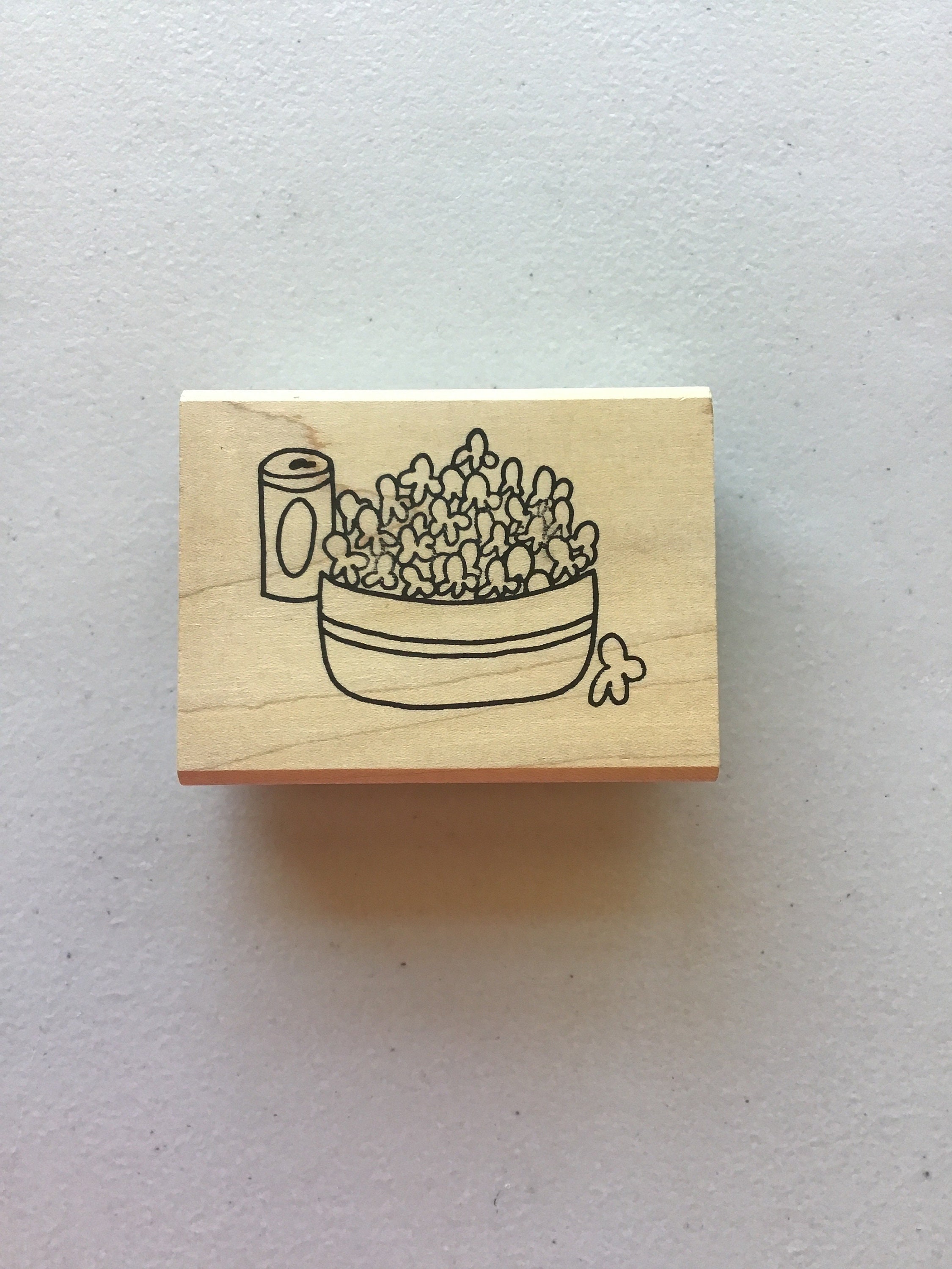 Vintage Simply Stamped Popcorn and Soda Wood Mounted Rubber Stamp/Pre-Owned