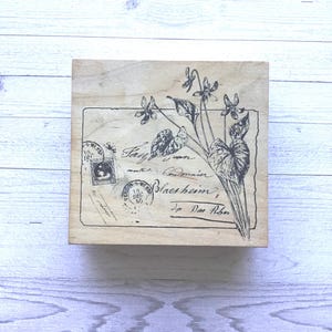 Vintage Stampa Rosa/Tin Can Mail Postkarte mit floralem Holzstempel/gebraucht