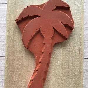 Timbro montato su legno vintage/ritirato Posh Impressions/Rubber Stampede Palm Tree immagine 3