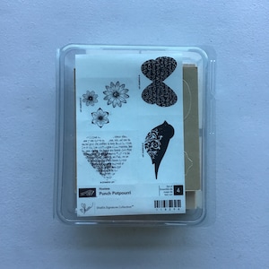 Stampin' Up ! Lot de 4 tampons « Punch pot-pourri » pour hôtesses, contrecollés sur bois/supports mixtes/Destash