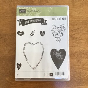 Stampin`Up! "Sure Do Love You" Set mit 9 Haftstempeln/Valentinstag/Liebe/Gebrauchtstempel