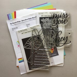 Le mie cose preferite "Heart Burst Hellos Card Kit" con timbri trasparenti, fustelle abbinate, cartoncino/Craft Destash