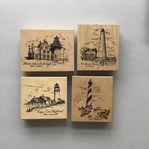 Timbri in gomma montati su legno PSX Lighthouse vintage/da collezione...a tua scelta/usati