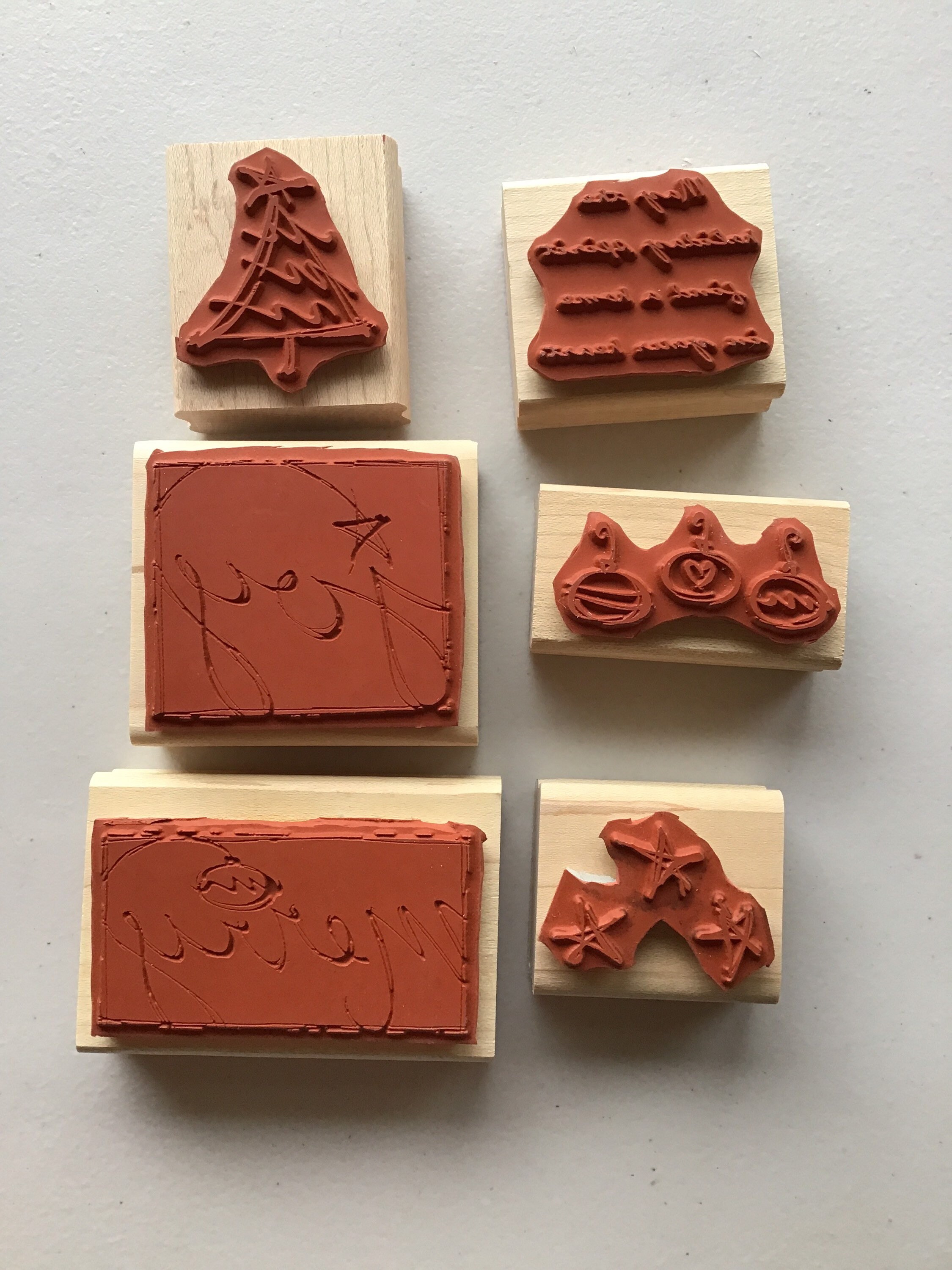 Vintage Stampin' Up! Holiday Spirit Set of 6 Wood Mounted Rubber Stamps ...
