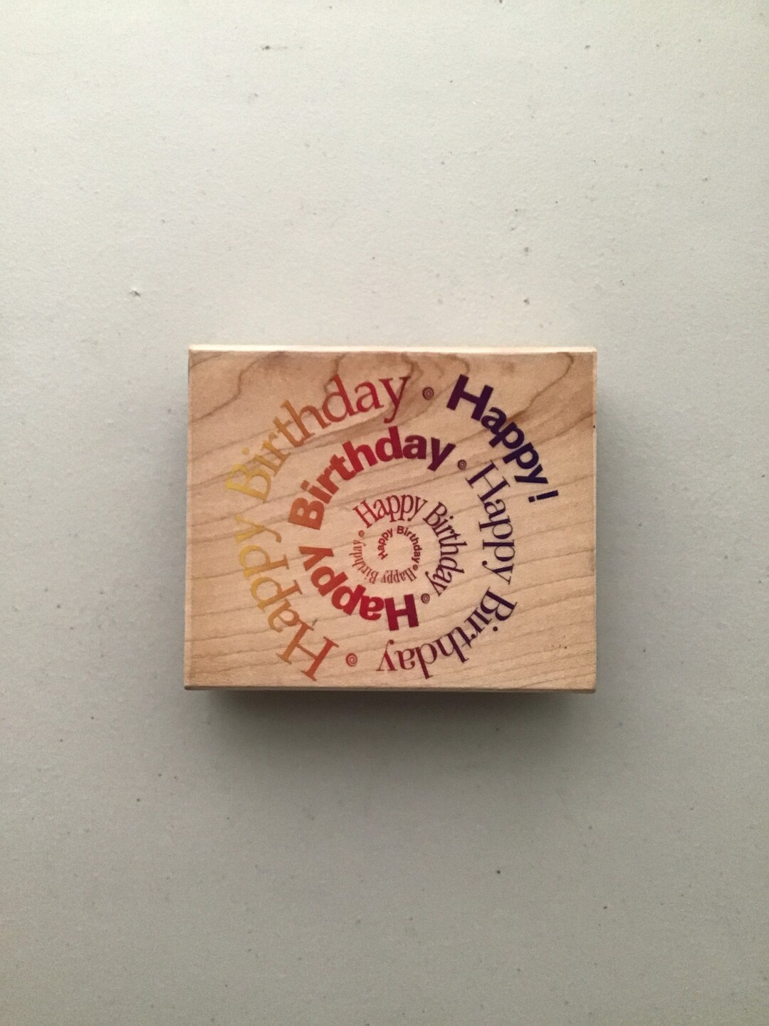 Vintage Hero Arts "spiral Happy Birthday" Wood Mounted Rubber Stamp/pre ...
