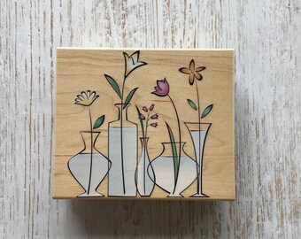 Vintage Hero Arts "Glass Vases" Wood Mounted Rubber Stamp/Flower Vases/Pre-Owned