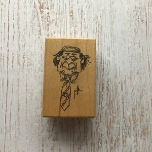 Vintage Visual Image Printery Man in Tie Wood Mounted Rubber Stamp/Father's Day/Masculine/Pre-Owned