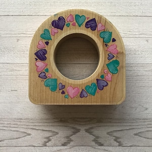 Vintage Stampendous Rahmen Nestling ""Heart Ring"" Holz montiert Stempel / Liebe / Valentinstag / gebraucht."