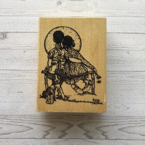 Vintage Hampton Art Stamps "Rockwell Sunset" Holzmontierter Stempel/Liebe/Gebraucht