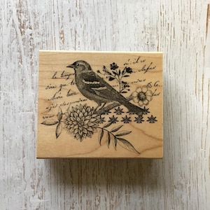 Hero Arts "Bird Collage" Stempel mit Holzbefestigung/Art Journaling/Mixed Media/Pre-Owned