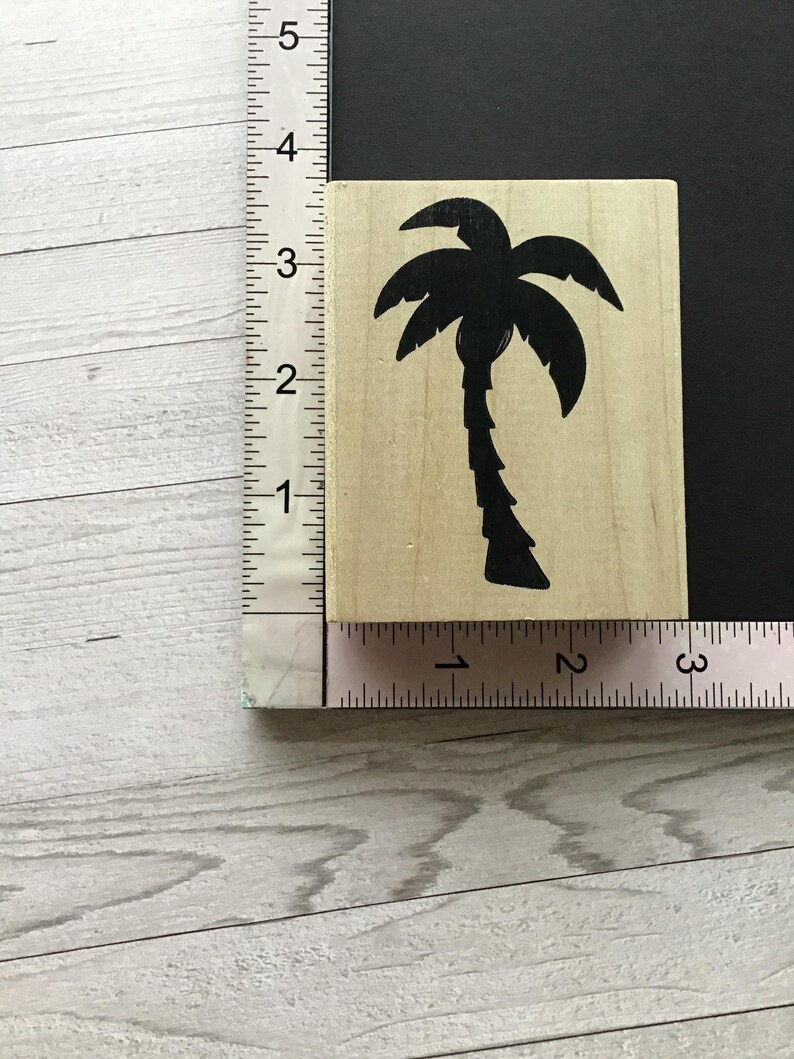 Timbro montato su legno vintage/ritirato Posh Impressions/Rubber Stampede Palm Tree immagine 4