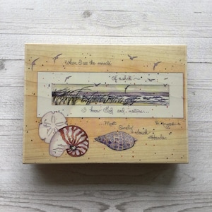 Stamps Happen D. Morgan &quot;Shell Miracle&quot; Wood Mounted Rubber Stamp/Ocean/Beach/Seashells/Craft Destash