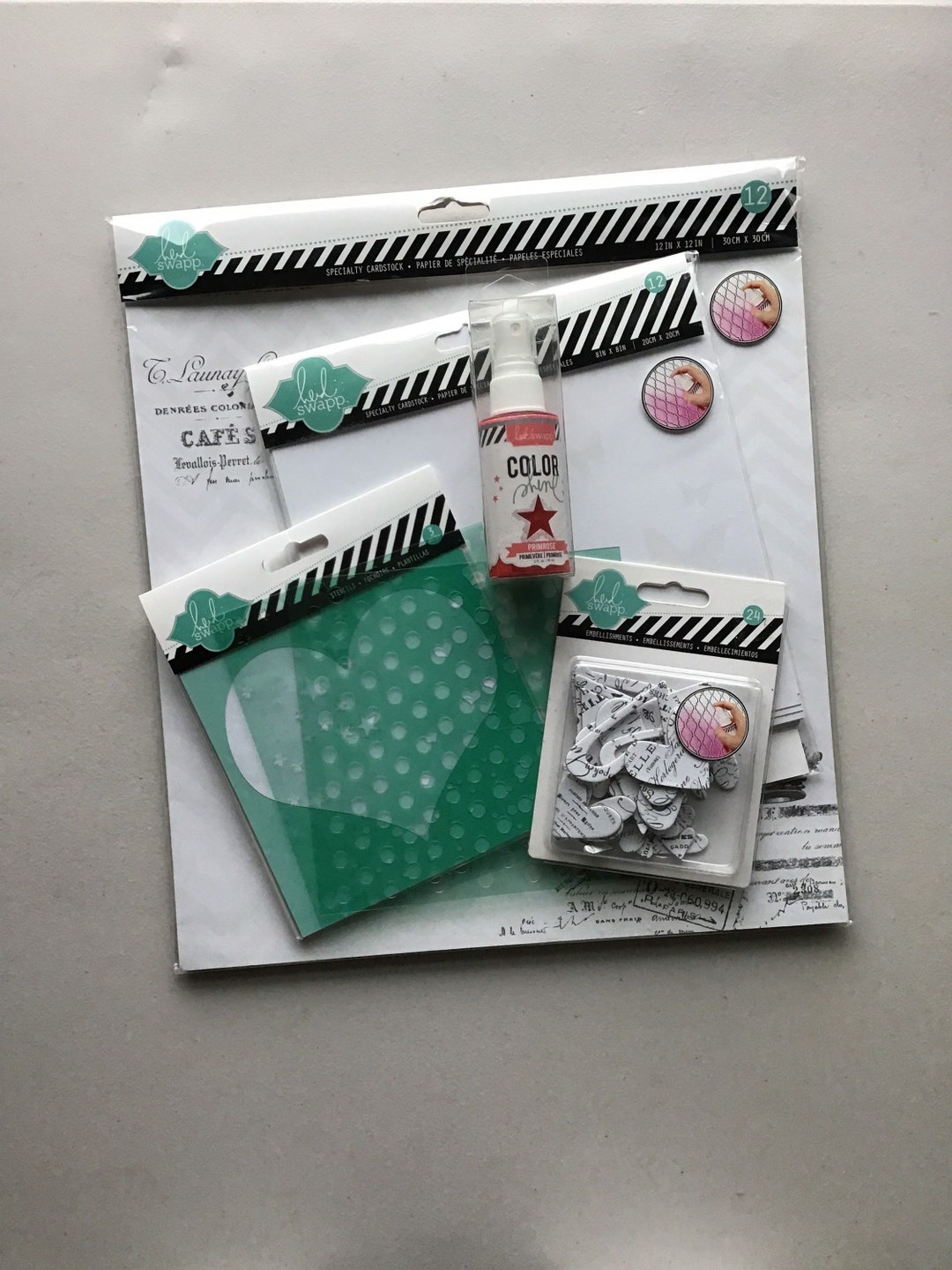 crafty-destash-heidi-swapp-color-shine-bundle-of-resist-papers-embellishments-stencils-spray-etsy