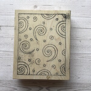 Vintage Peddler&#39;s Pack Stampworks Swirl Background Wood Mounted Rubber Stamp/Pre-Owned