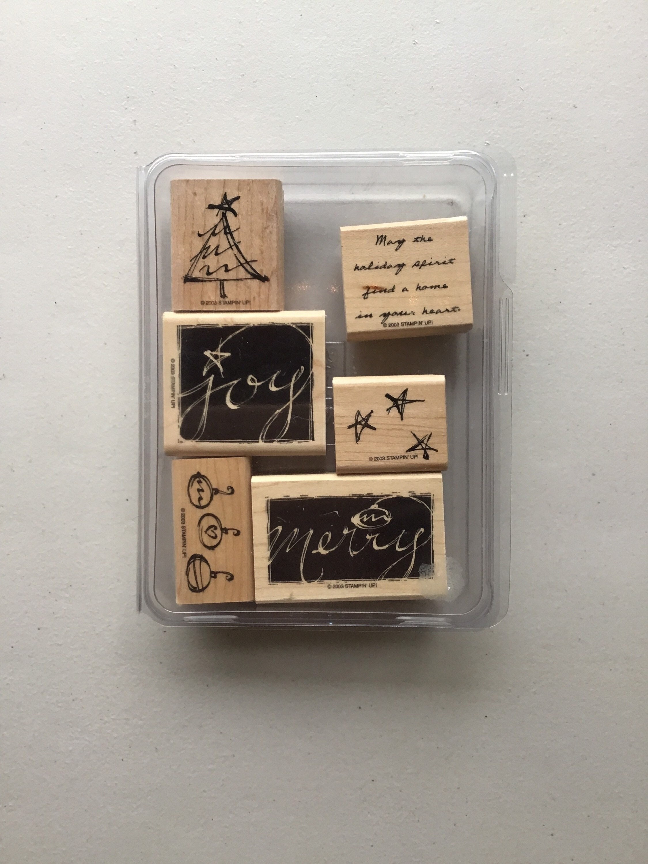 Vintage Stampin' Up! Holiday Spirit Set of 6 Wood Mounted Rubber Stamps ...