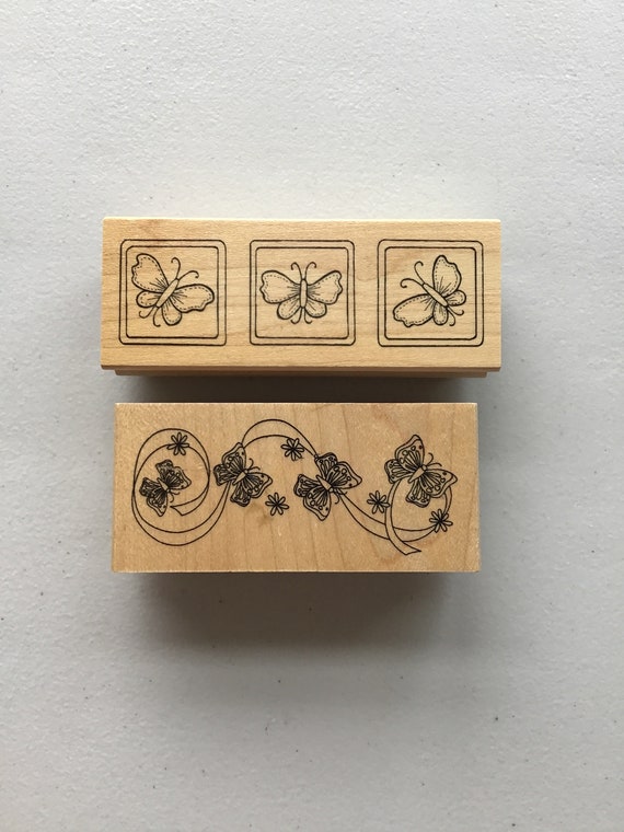thumbnail image 2 of Stamps By Impression Butterfly Rubber Stamp - Hand-Cut, Mounted On Wood Block 2 of 12