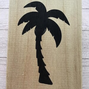 Timbro montato su legno vintage/ritirato Posh Impressions/Rubber Stampede Palm Tree immagine 2
