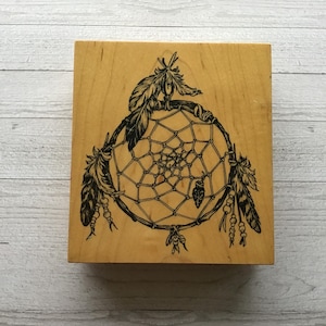 Vintage PSX Dream Catcher Drewniana pieczątka gumowa/Indiański/Używany