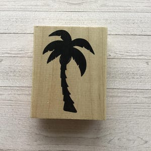 Timbro montato su legno vintage/ritirato Posh Impressions/Rubber Stampede Palm Tree immagine 1