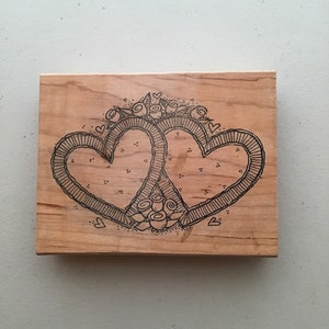 Retired Whipper Snapper Designs 2 Hearts Wood Mounted Rubber Stamp/Valentine&#39;s Day/Love/Anniversary/Crafty Destash