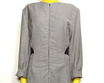 Marc Cain pied de poule dress shoulderpads size 42 80s