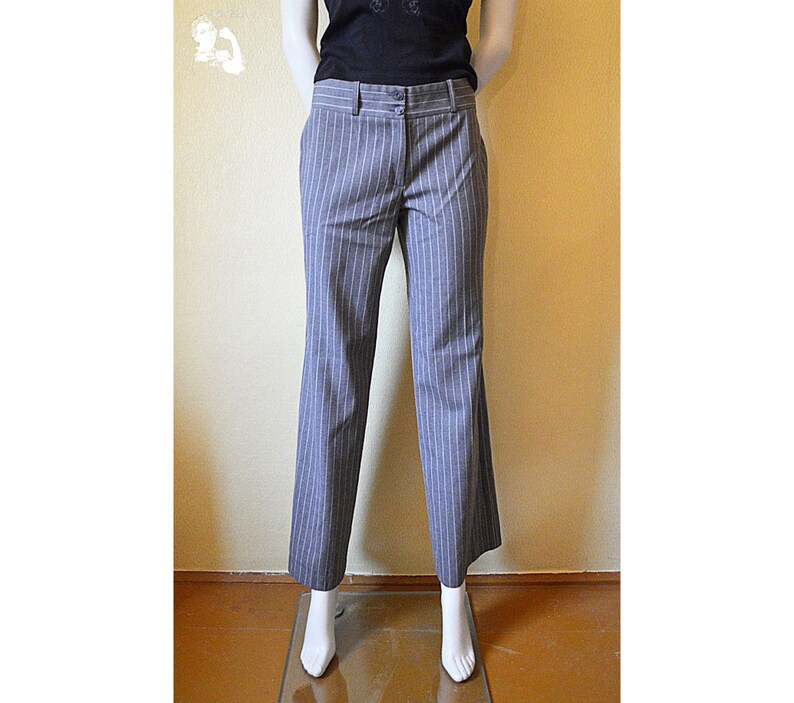 Pantalon Droite VintageClassiqueCoupe Classique Rayé De Gris PantalonFemmeRayéUn 54 OZPkXiu