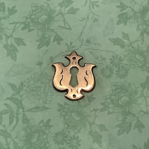 Vintage Brass Batwing Keyhole Cover: Chippendale Campaign Hardware