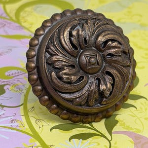 Vintage Baroque Raised Flower Knob: Armoire, Wardrobe, Push-Pull Door