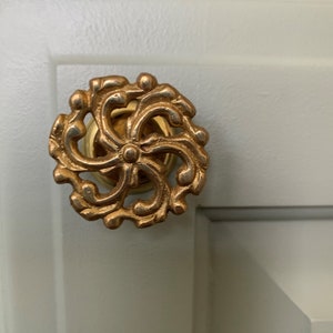 Vintage Filigree Brass Flower Knob with Backplate