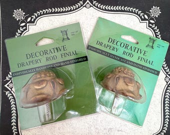 Decorative Drapery Rod Finials: Oglethorpe Flower Medallion, Wood, Hand Cast, Hand Finished/Sold in Pairs