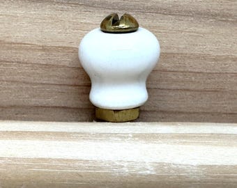 Vintage Small White Porcelain Knobs/NOS, Apothecary, Jewelry, Shutter, Brass Thru-Bolts/Sold Separately